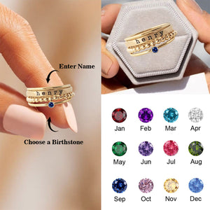 Personalized Birthstone Name Stacking Ring