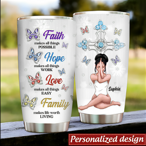 Lovely Personalized Cross Tumbler