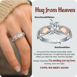 Personalized Hug From Heaven Memorial Angel Wings Ring