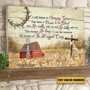 Personalized Red Barn I Still Believe In Grace Canvas Art