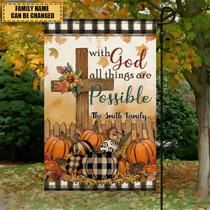 With God All Things Are Possible-Personalized Christian Garden Flag