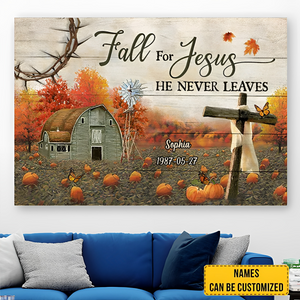 Pumpkins Field, Fall For Jesus He Never Leaves, Autumn Canvas Prints