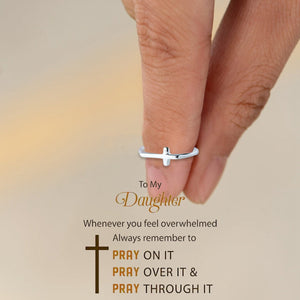 KISSFAITH-TO Daughter Cross Adjustable Ring Sterling Silver