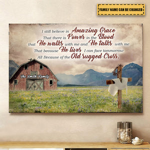 Personalized Wooden Cross Old Barn House I Still Believe Amazing Grace Canvas Art