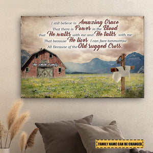 Personalized Wooden Cross Old Barn House I Still Believe Amazing Grace Canvas Art