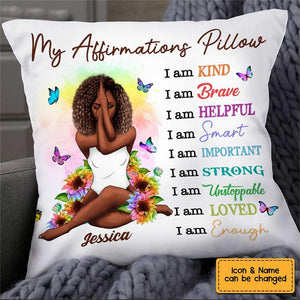 Rainbow Sunflower Positive Affirmations Pillowcase