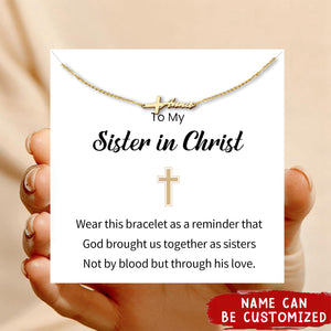 KISSFAITH-Sister In Christ Cross With Name Personalized Bracelet