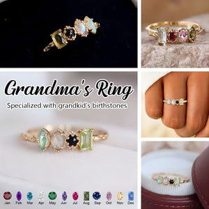 Multiple Birthstones Grandma Mom Ring Personalized Vintage Ring