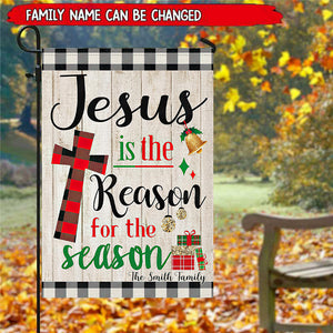 Personalized Christmas Garden Flag-Jesus is The Reason for The Season