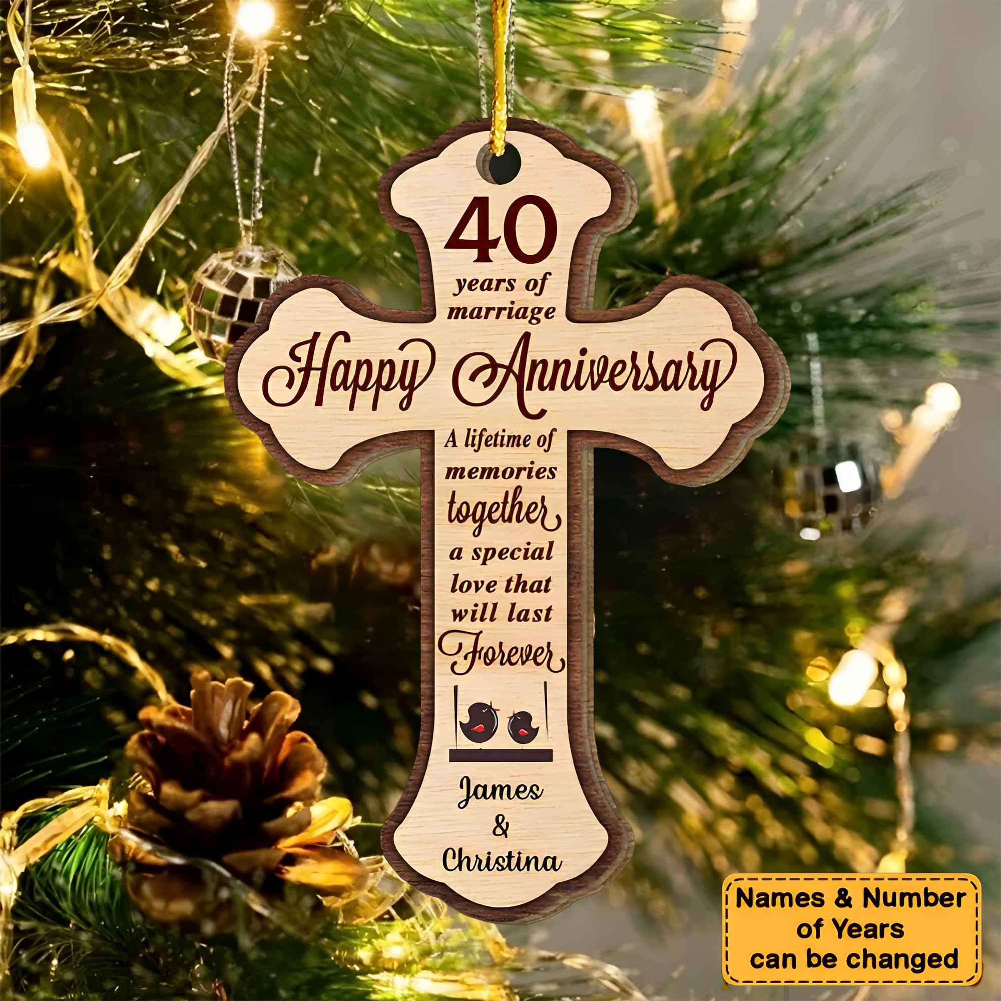 Wedding Anniversary Religious 40 Years Of Marriage Ornament - Personalized Gift