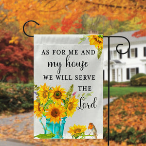 Personalized As for Me and My House Sunflower Christian Garden Flag