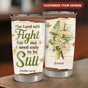 Lovely Personalized Floral Cross Tumbler