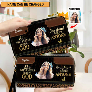 Must-Have Personalized Clutch Purse - She Who Kneels Before God Can Stand Before Anyone