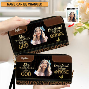 Must-Have Personalized Clutch Purse - She Who Kneels Before God Can Stand Before Anyone