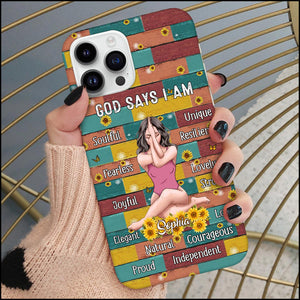 Soulful Sunflower Girl Daily Affirmations God says I am Personalized Phone case