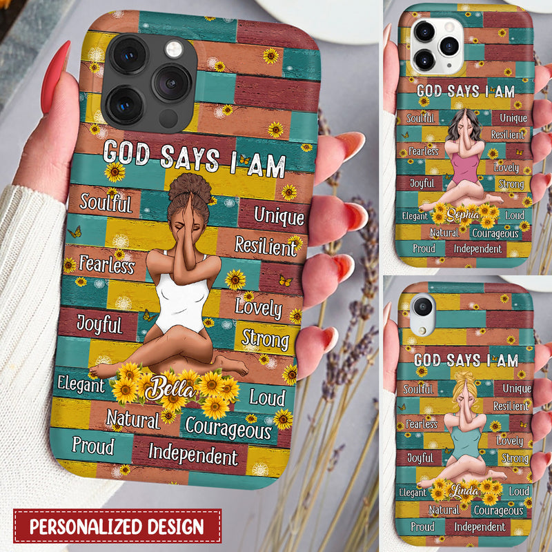 Soulful Sunflower Girl Daily Affirmations God says I am Personalized Phone case