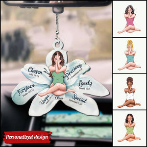 White Lily Flowers Chosen Precious Forgiven Lovely Personalized Car Ornament