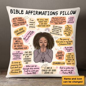 Daily Bible Affirmations Pillow - Personalized Gift For Woman