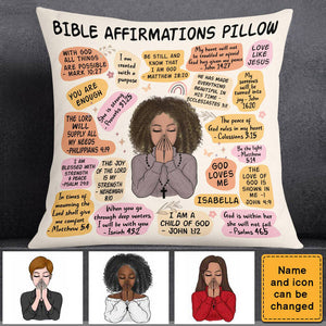 Daily Bible Affirmations Pillow - Personalized Gift For Woman