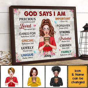 God Says I Am Girl With Cross Poster