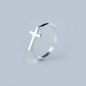KISSFAITH-TO Daughter Cross Adjustable Ring Sterling Silver