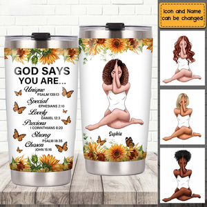 Personalized God Says You Are Bible Verse Tumbler