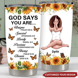 Personalized God Says You Are Bible Verse Tumbler