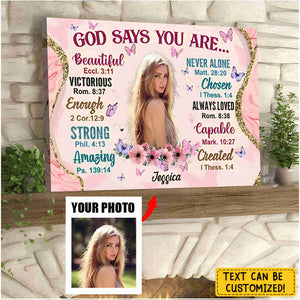 God Says You are -Personalized Upload Photo Canvas