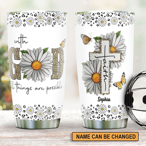 Personalized Christian Tumbler-Woman Christian gift - With God All Things Are Possible