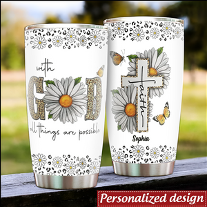 Personalized Christian Tumbler-Woman Christian gift - With God All Things Are Possible