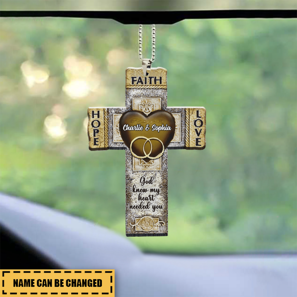 Personalized Faith Hope Love Cross Ornament