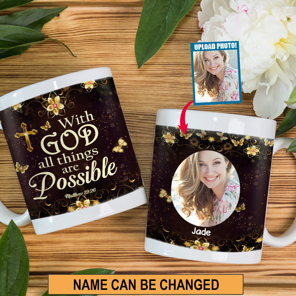 Lovely Personalized Butterfly Mug - All Things Are Possible With God