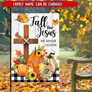 Glawry Fall For Jesus-Cross Religious Pumpkin Garden Flag