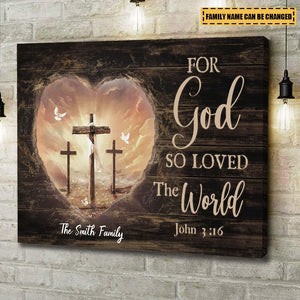 For God so loved the world John 3:16 Bible Verse canvas wall art, Christian wall decor