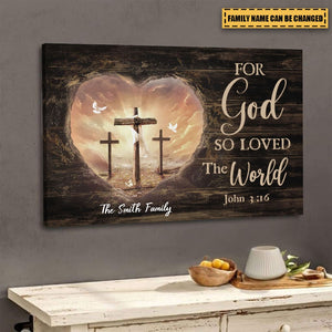 For God so loved the world John 3:16 Bible Verse canvas wall art, Christian wall decor