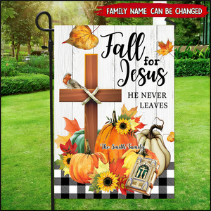 Glawry Fall For Jesus-Cross Religious Pumpkin Garden Flag