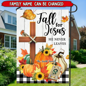 Glawry Fall For Jesus-Cross Religious Pumpkin Garden Flag