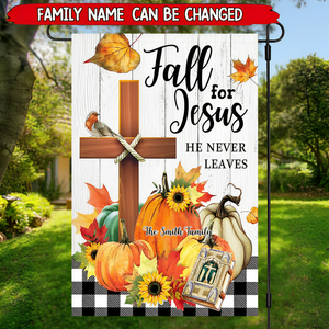 Glawry Fall For Jesus-Cross Religious Pumpkin Garden Flag