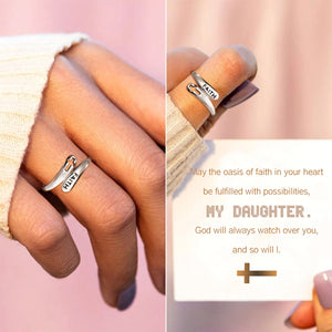 KISSFAITH-God Will Always Watch Over You, Sterling Sliver Adjustable Ring