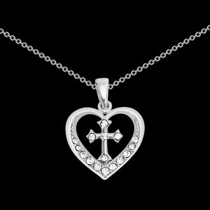 KISSFAITH-God Is Within Her Heart Cross Pendant Necklace