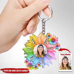 Personalized Rainbow Sunflowers God Says Keychain