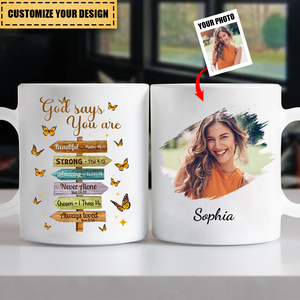 Personalized Wooden Direction Sign God Says You Are Mug