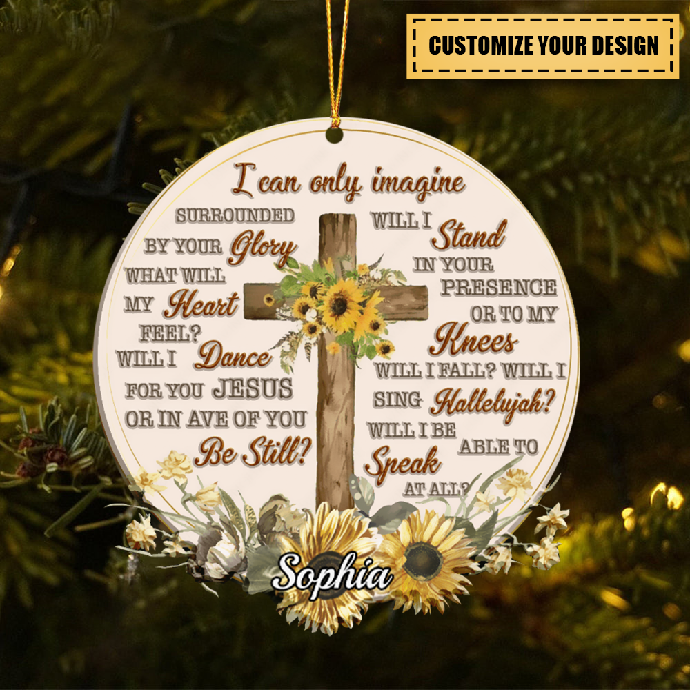 Personalized Vintage Sunflower Cross I Can Only Imagine Ornament