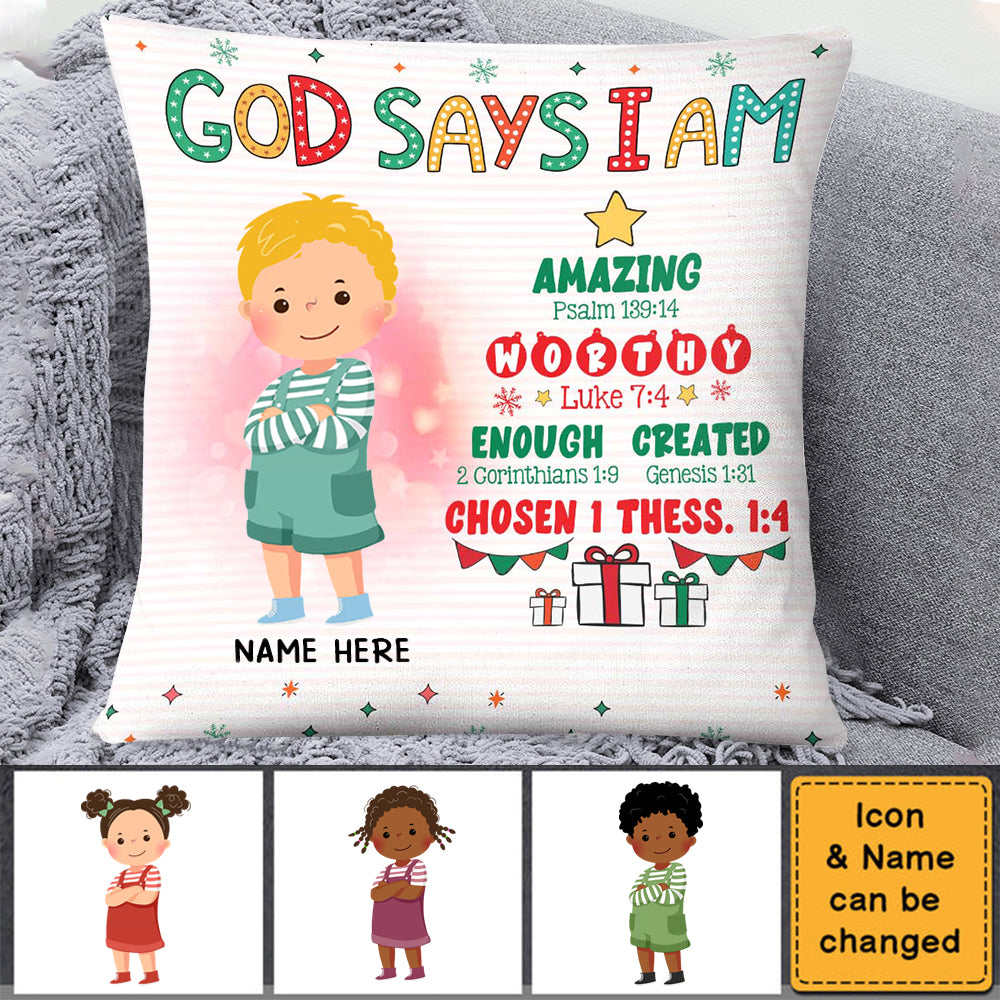 Personalized Gift For Kids God Says Positive Affirmations Pillowcase