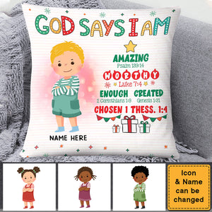 Personalized Gift For Kids God Says Positive Affirmations Pillowcase
