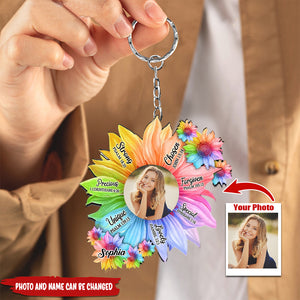 Personalized Rainbow Sunflowers God Says Keychain