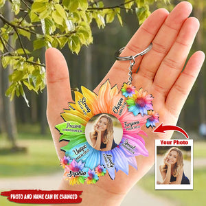 Personalized Rainbow Sunflowers God Says Keychain