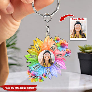 Personalized Rainbow Sunflowers God Says Keychain