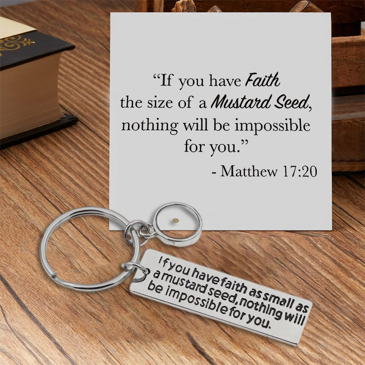 KISSFAITH- Faith Like a Mustard Seed Keychain, Matthew 17:20