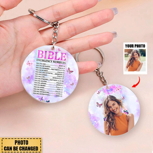 KISSFAITH-Christian Faith Bible Emergency Numbers Personalized Photo Keychain